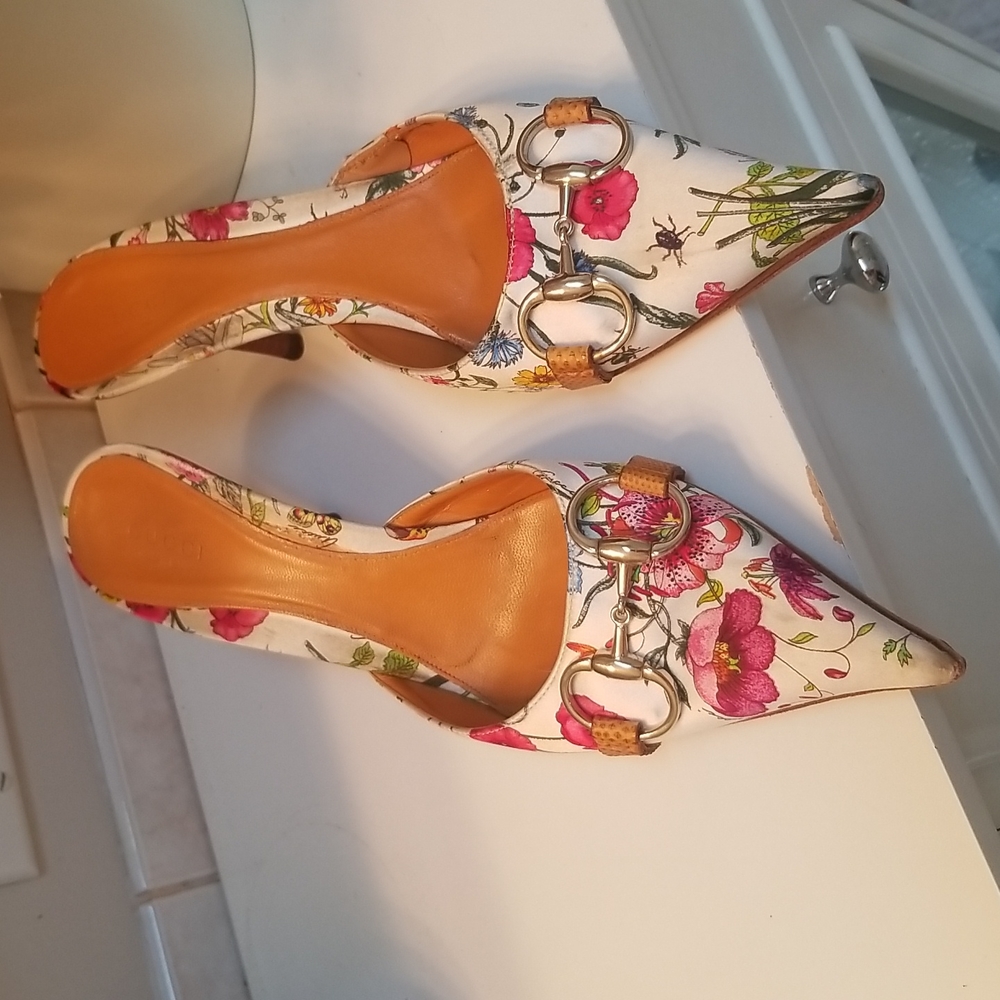 Gucci floral mules size 8